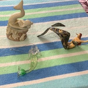 Mermaid lovers bundle hanging papier-mâché & plastic crystal and ceramic diver